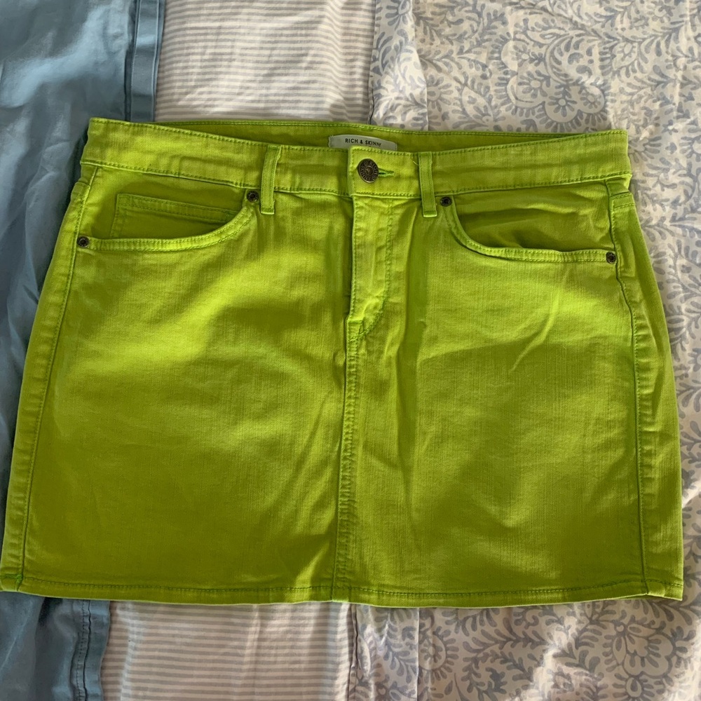 Rich & Skinny Lime Green Mini Skirt